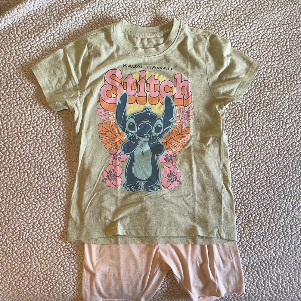 Girl Stitch Graphic T-Shirt and Shorts